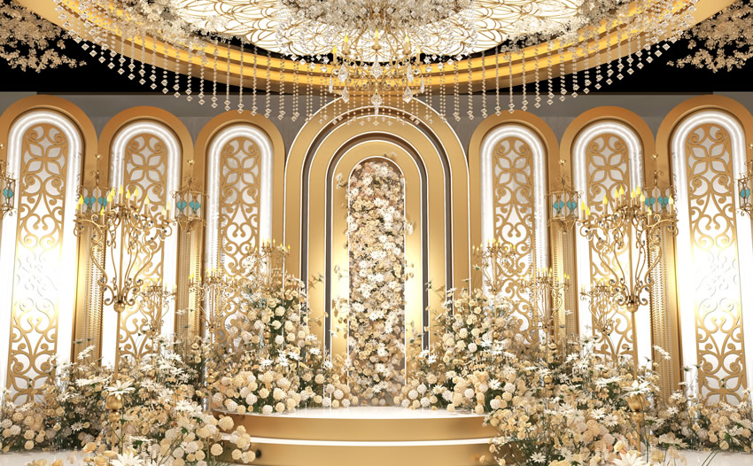 浑南香槟色调婚礼堂效果展示
